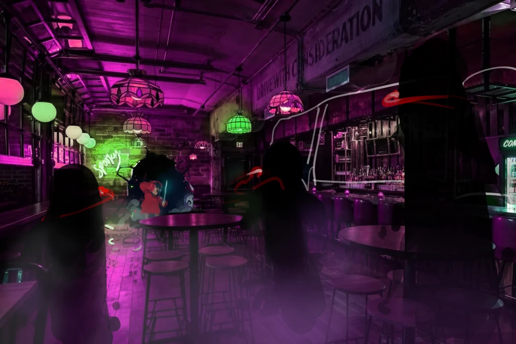 Dive Bar environment concept art from SPOOKULELE.